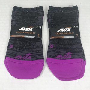 2 Pair Pack Avia Women's Lightweight Purple/Black No Show Socks Size 4-10 New